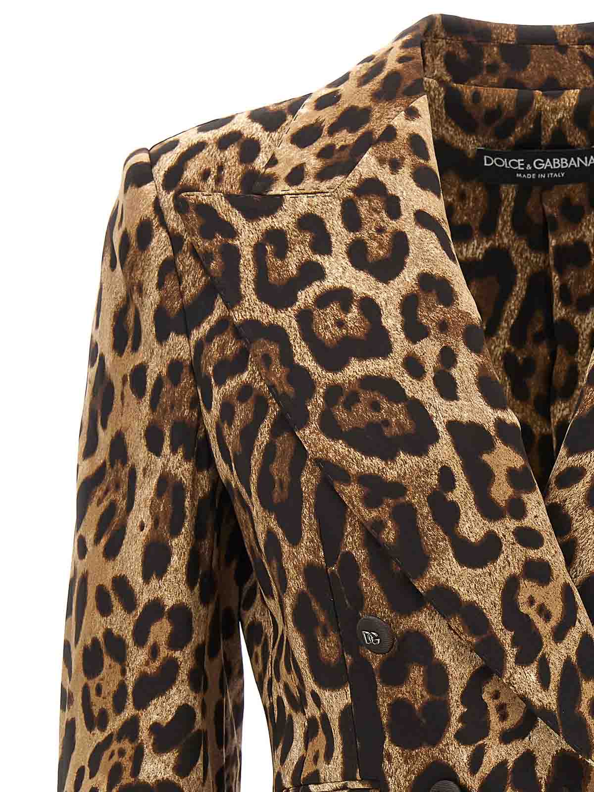 Shop Dolce & Gabbana Animal Print Double-breasted Blazer In Multicolour
