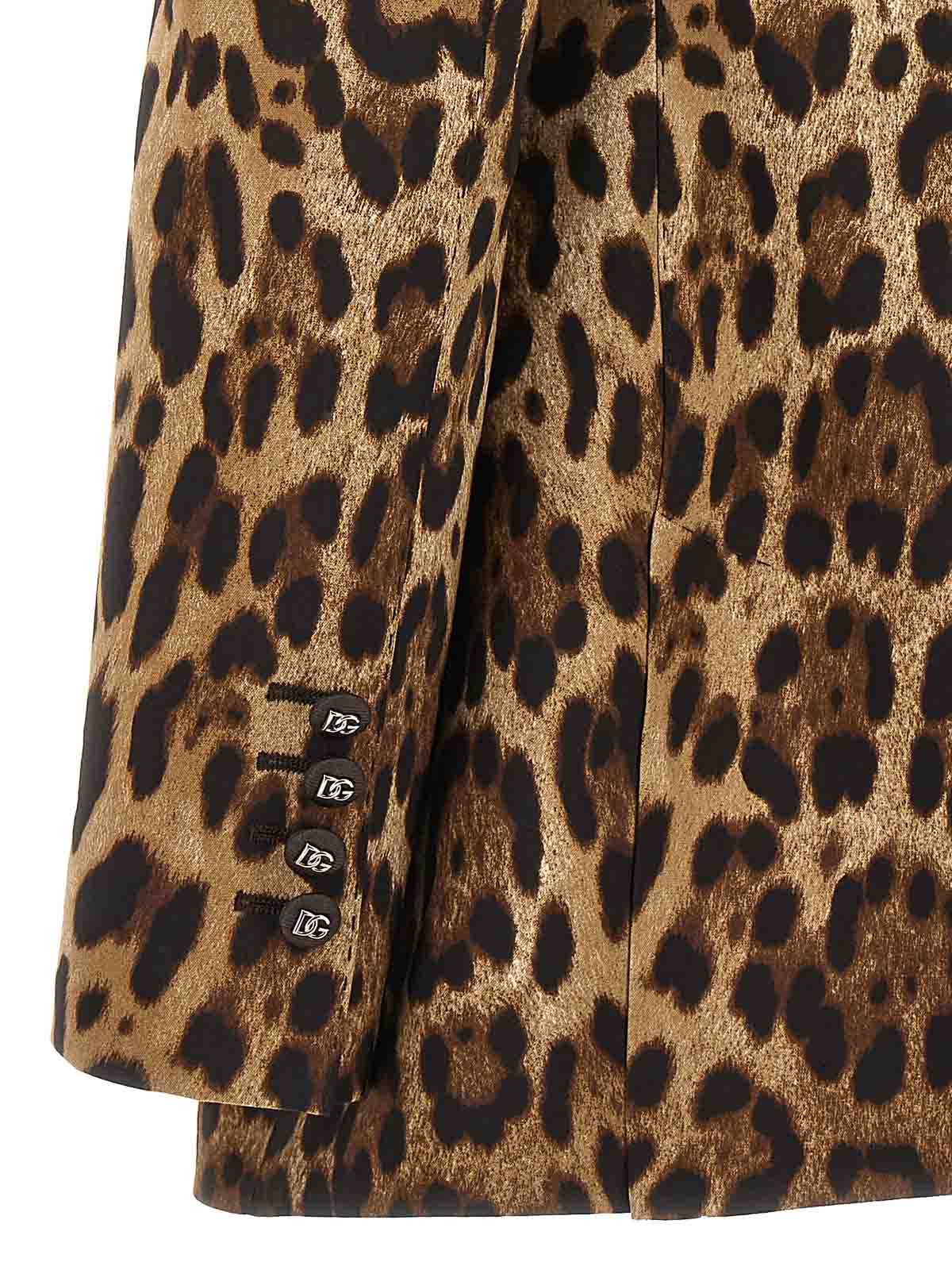 Shop Dolce & Gabbana Animal Print Double-breasted Blazer In Multicolour
