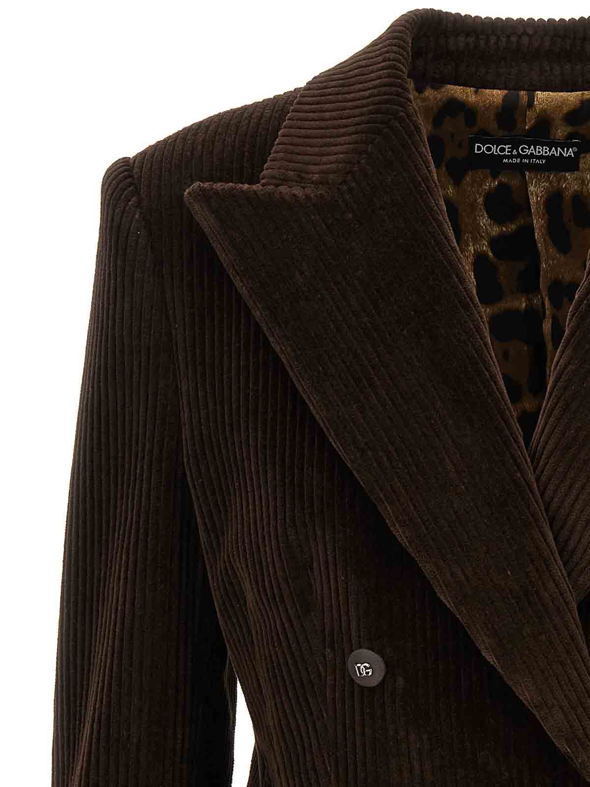 Shop Dolce & Gabbana Corduroy Blazer In Brown