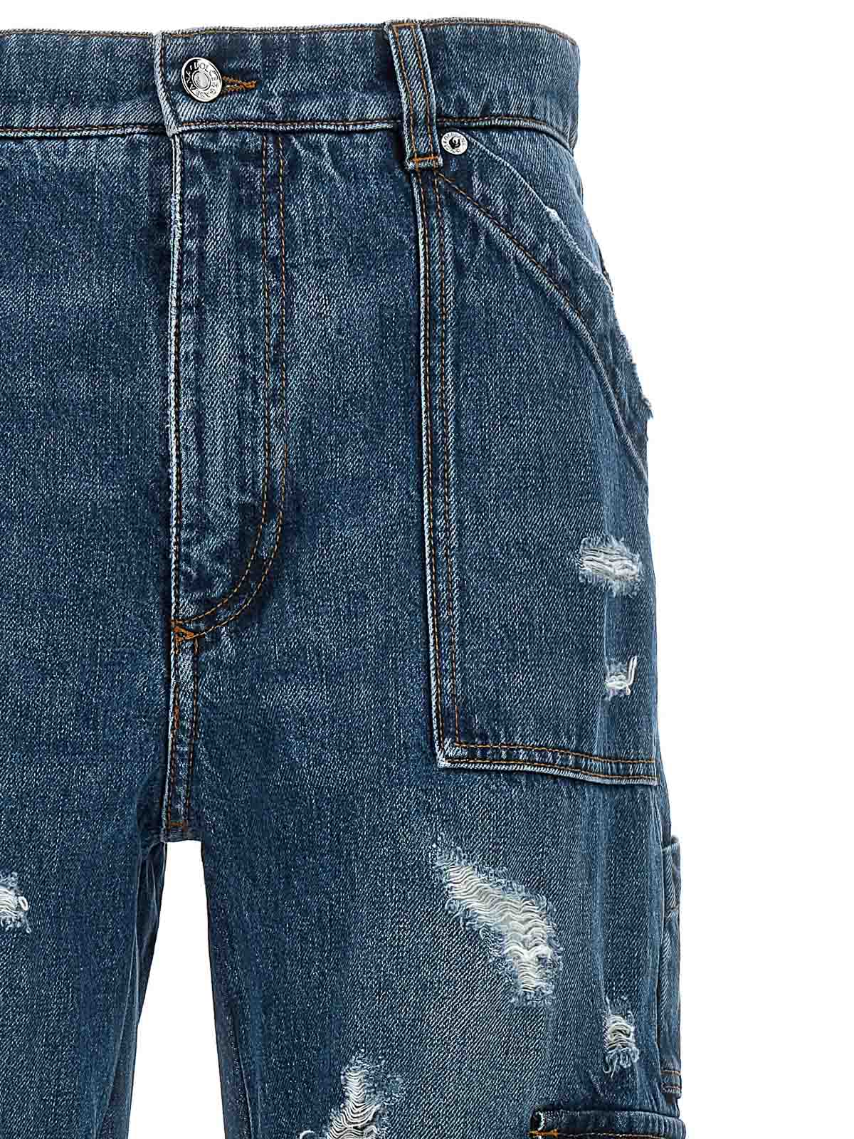 Shop Dolce & Gabbana Used Effect Cargo Jeans In Blue