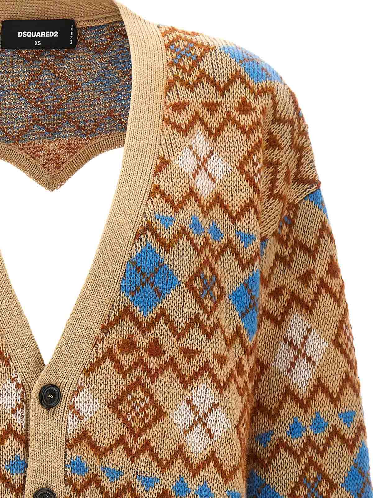 Shop Dsquared2 Heart Vintage Shetland Cardigan In Multicolour