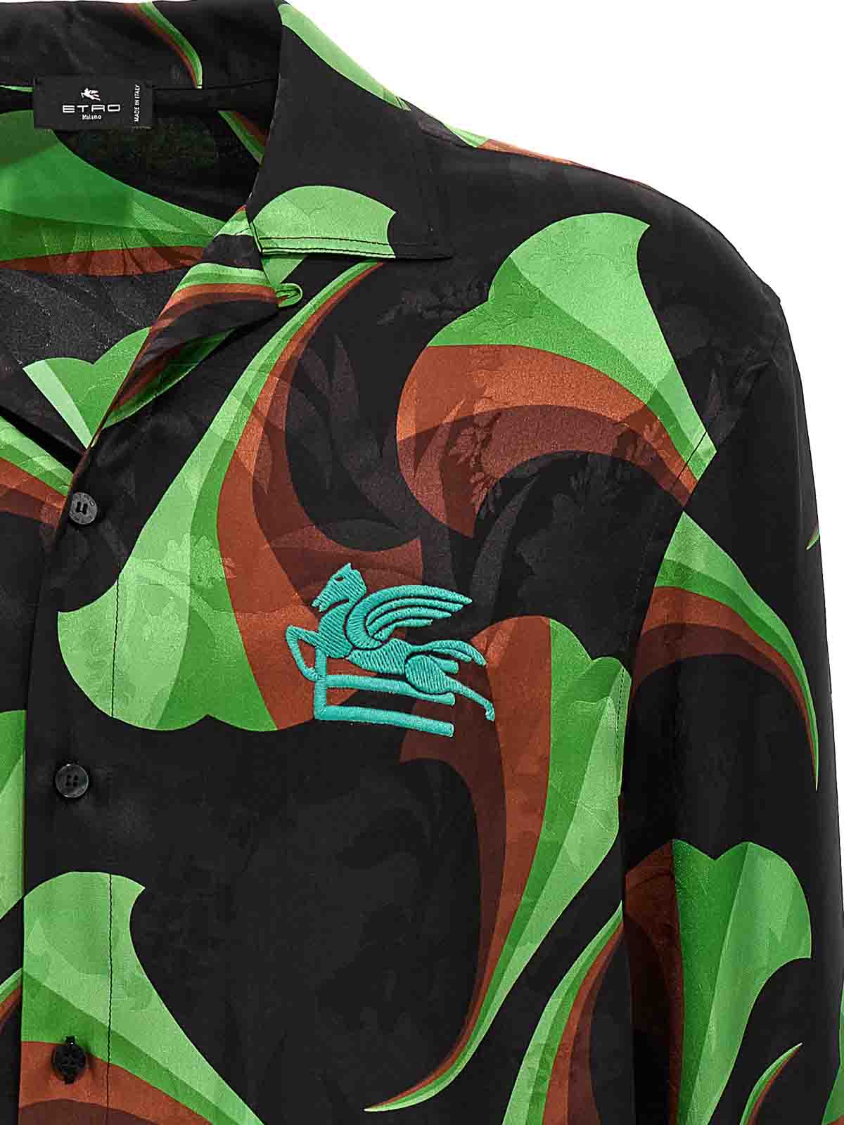 Shop Etro Logo Embroidery Pattern Shirt In Multicolor