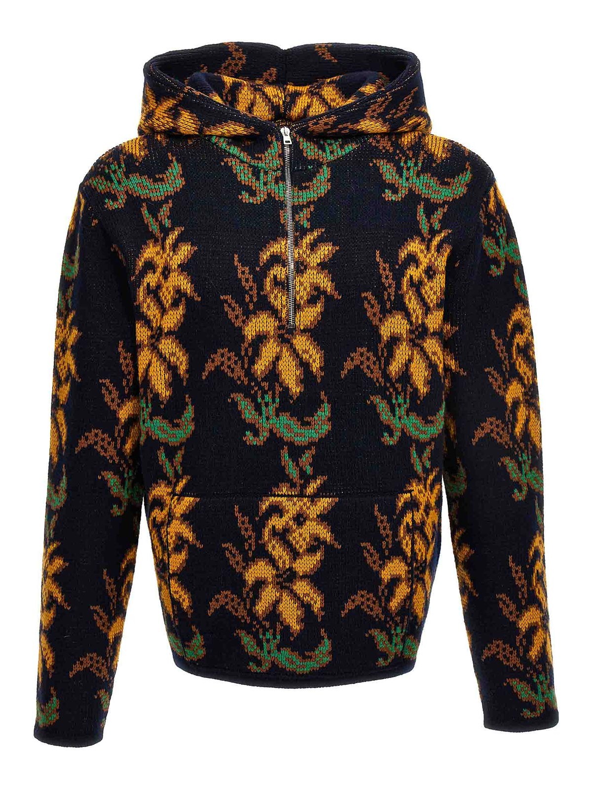 Shop Etro Jacquard Hooded Sweater In Multicolour
