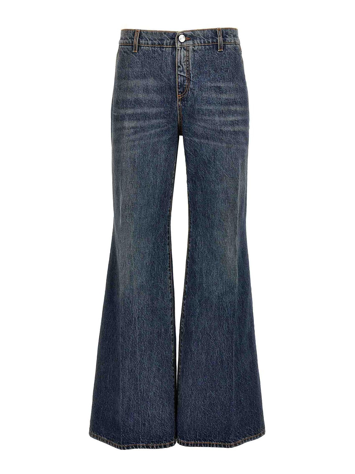 Shop Etro Logo Embroidery Jeans In Azul