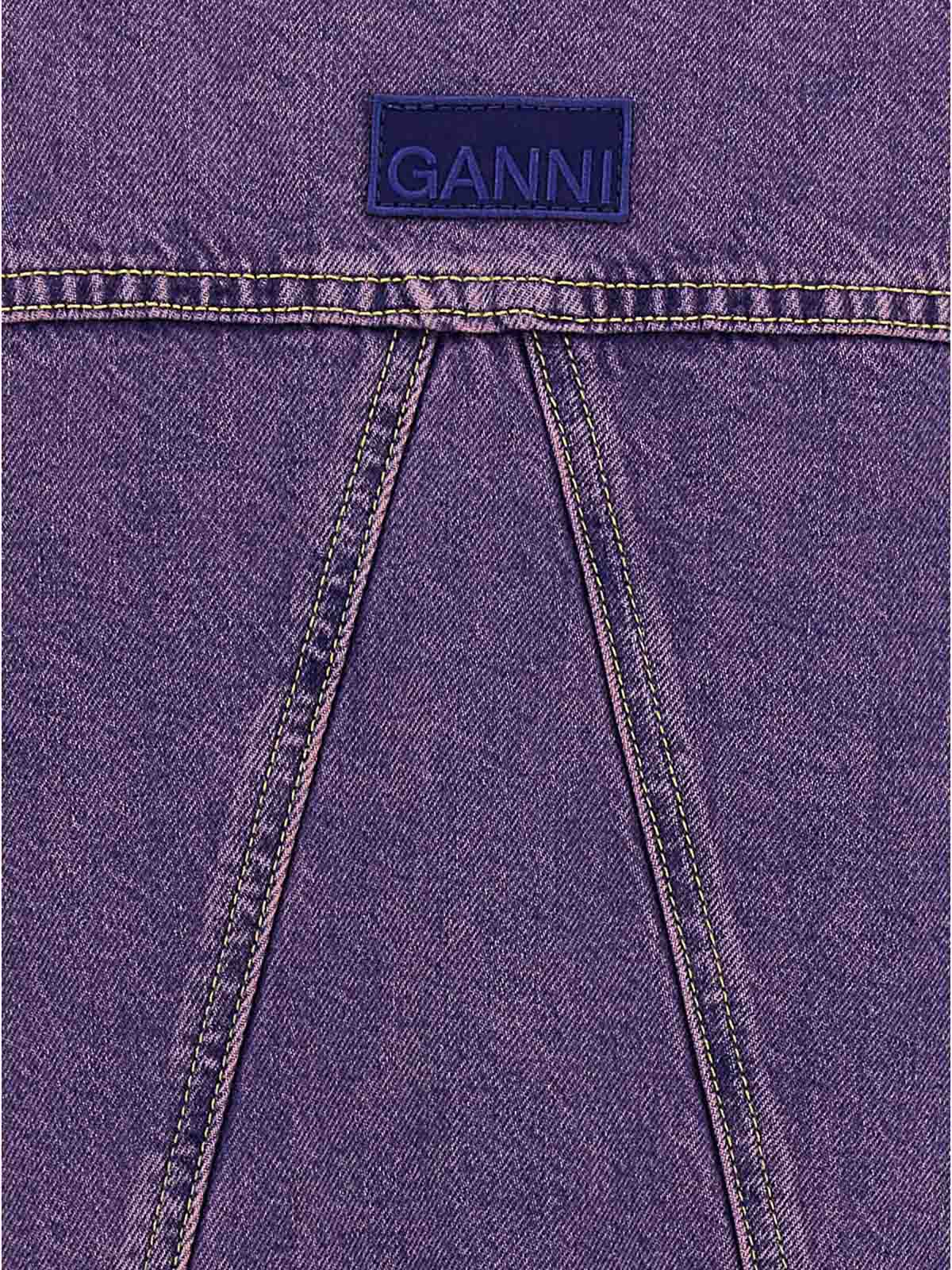 Shop Ganni Overdyed Bleach Jacket In Purple