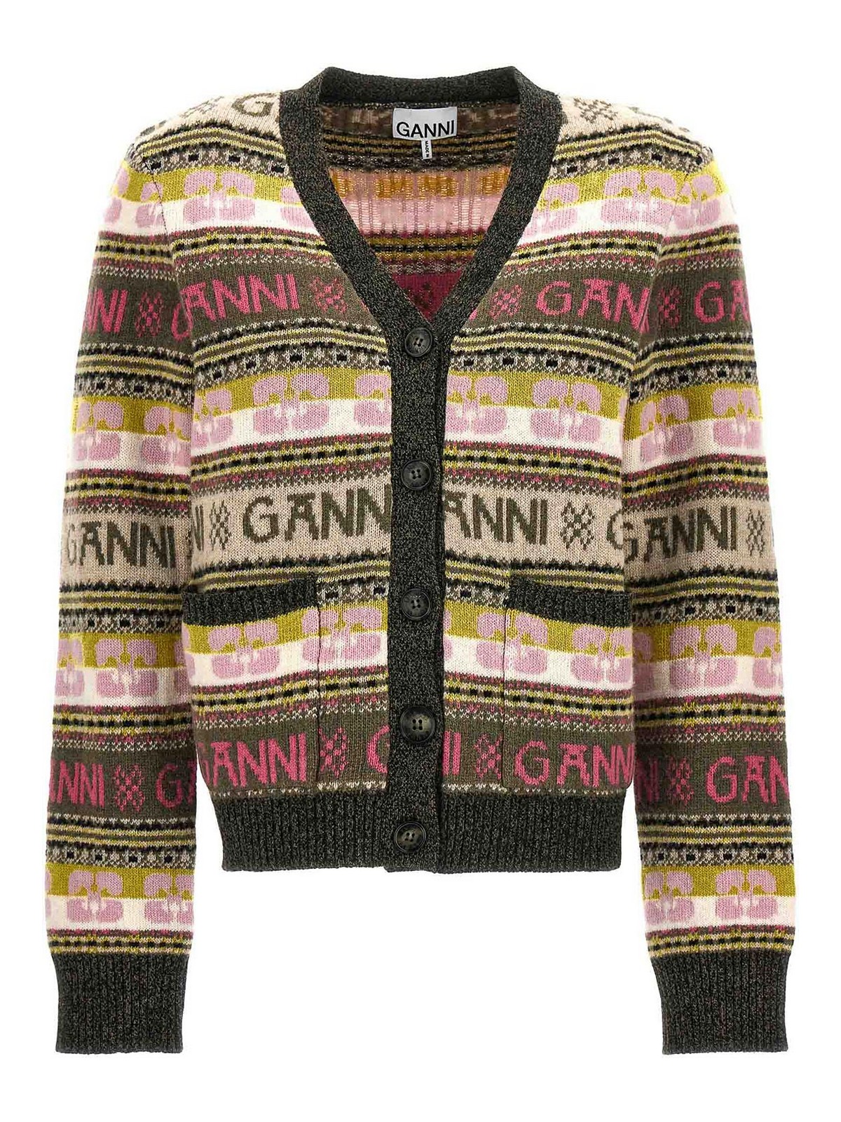 GANNI LOGO CARDIGAN