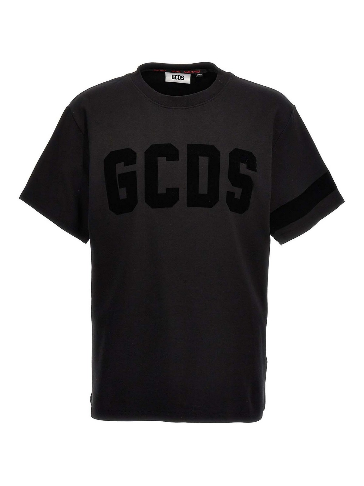 Gcds Velvet Logo T-shirt In Black
