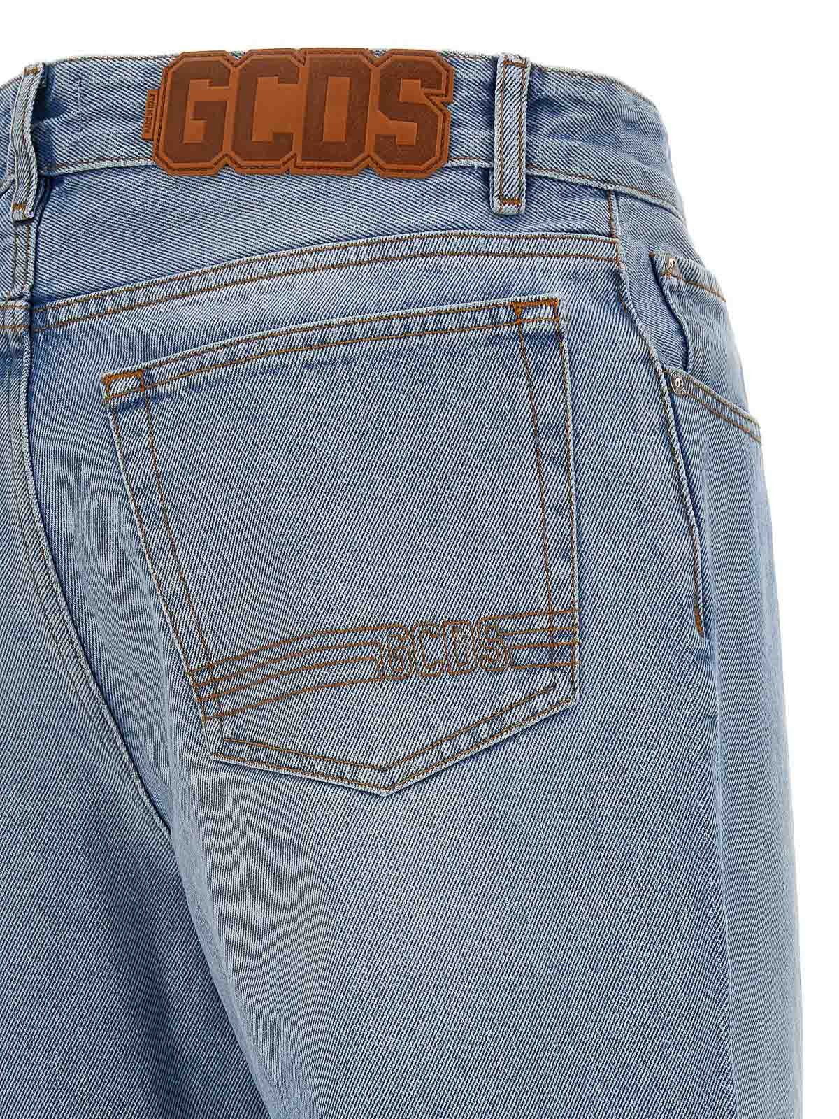 Shop Gcds Logo Jeans In Azul Claro