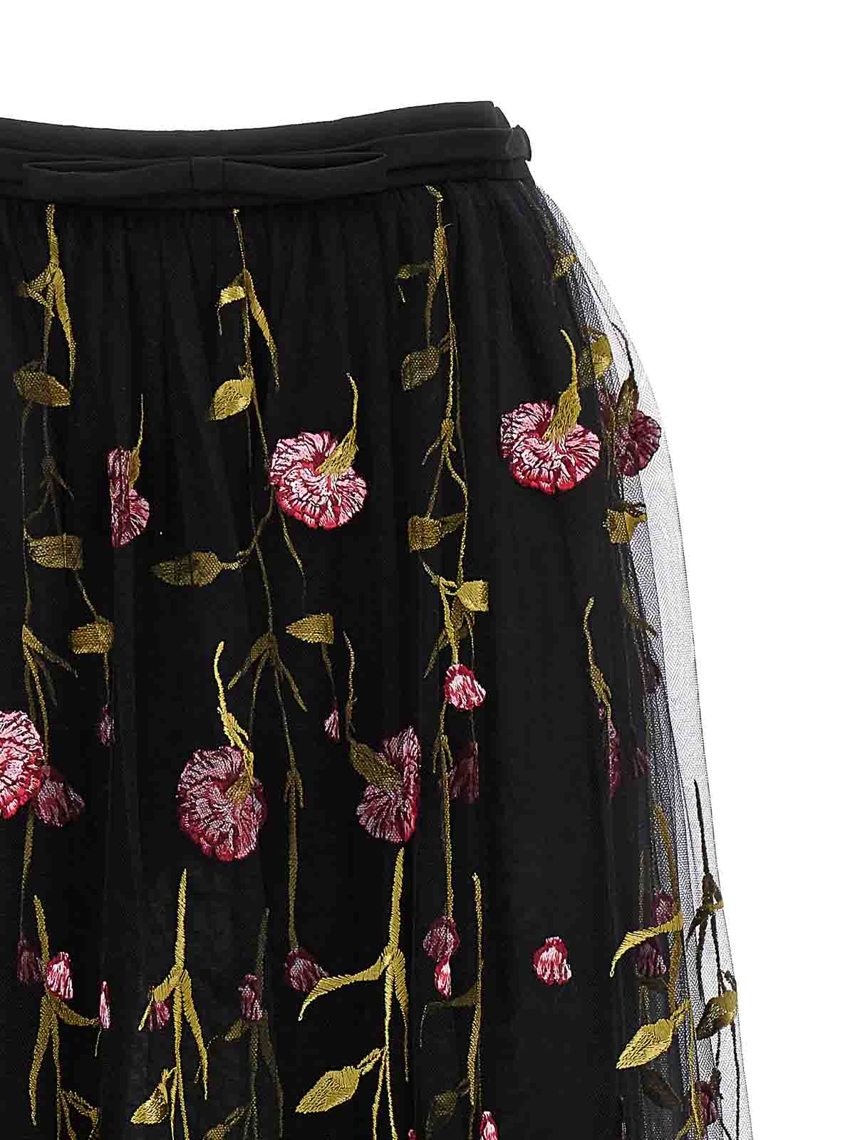 Shop Giambattista Valli Floral Embroidery Skirt In Multicolour