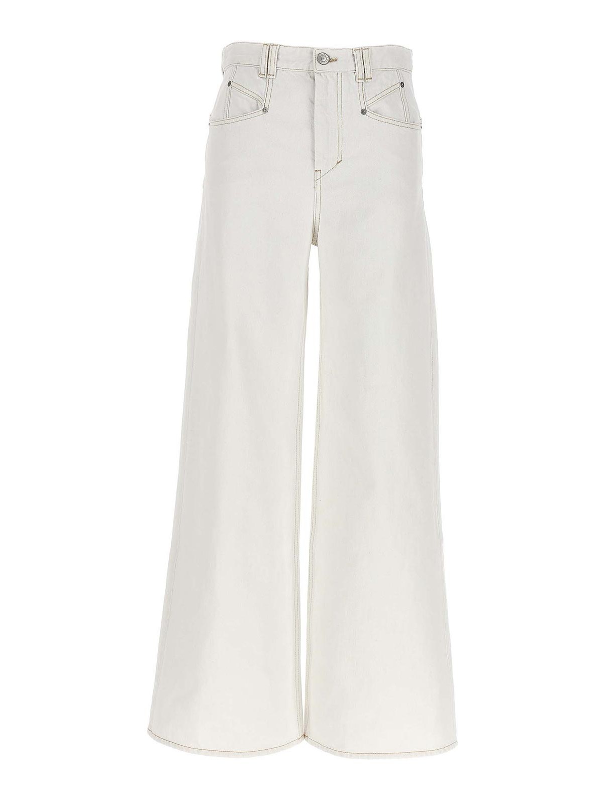 Isabel Marant Women White Denim Lemony Flared Leg Jeans