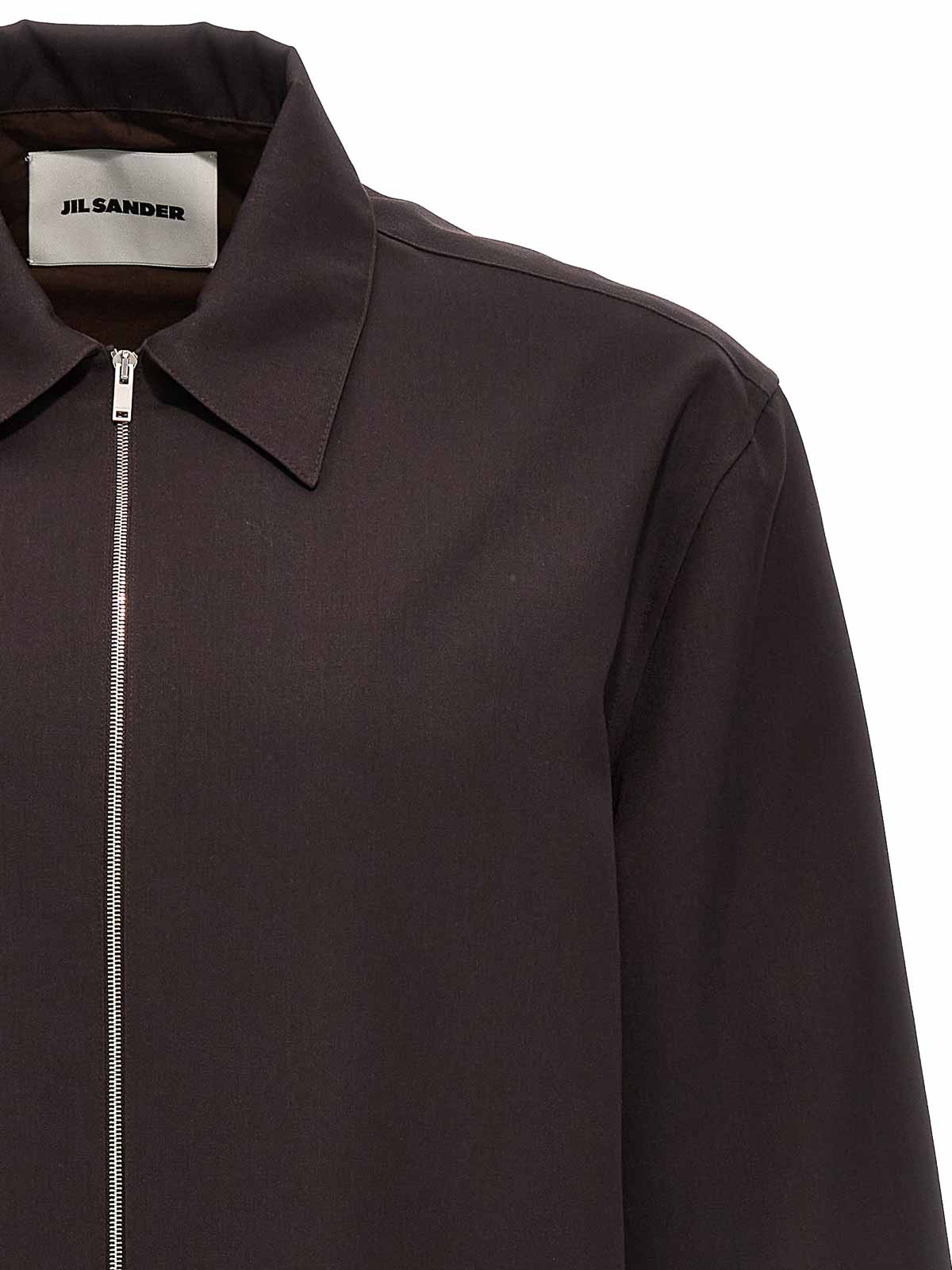 Shop Jil Sander Wool Gabardine Overshirt In Brown
