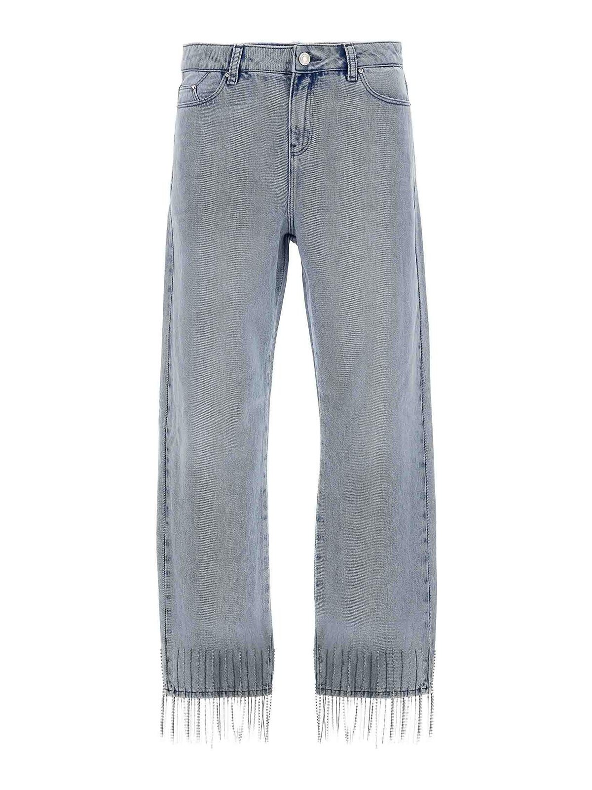 Karl Lagerfeld Rhinestone Fringed Jeans In Light Blue