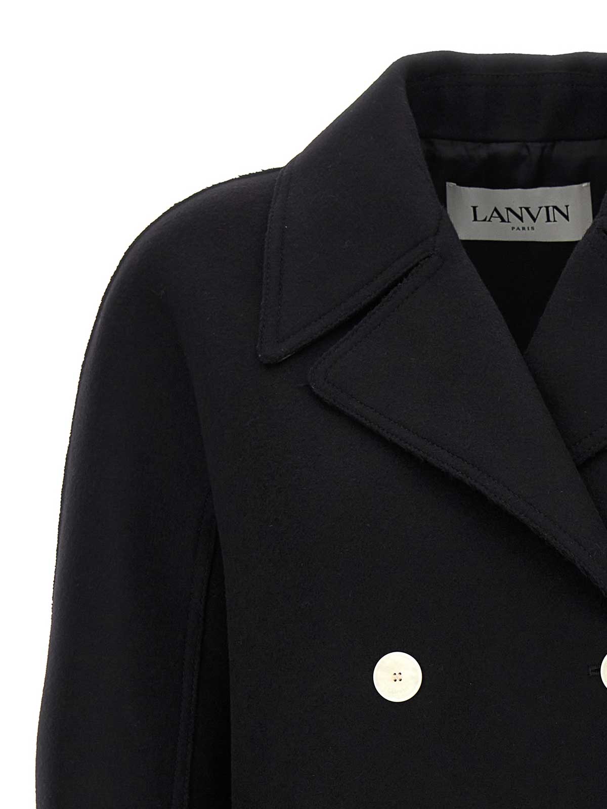 Shop Lanvin Double-breasted Coat In Black