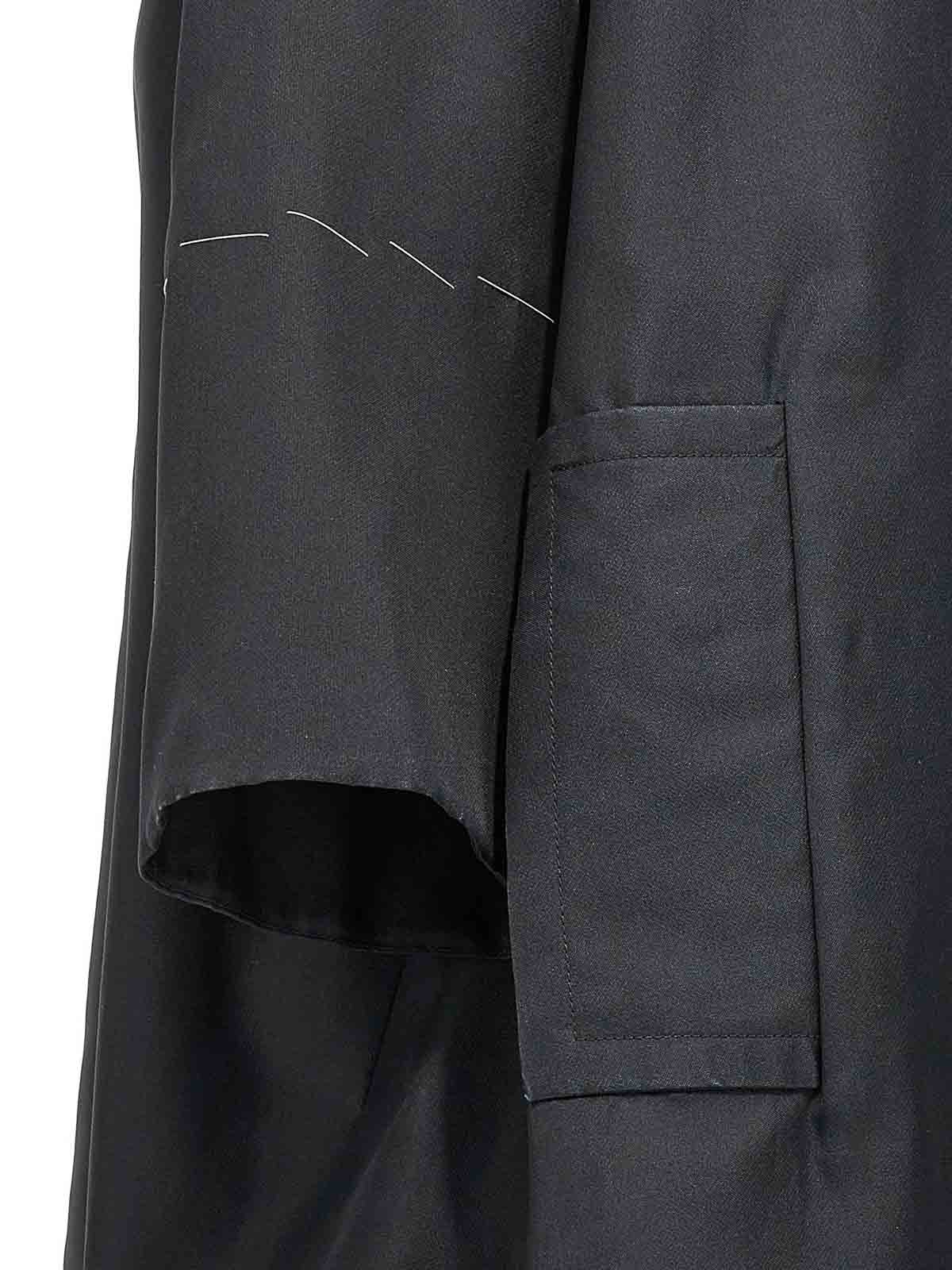 Shop Maison Margiela Contrast Stitching Silk Coat In Negro