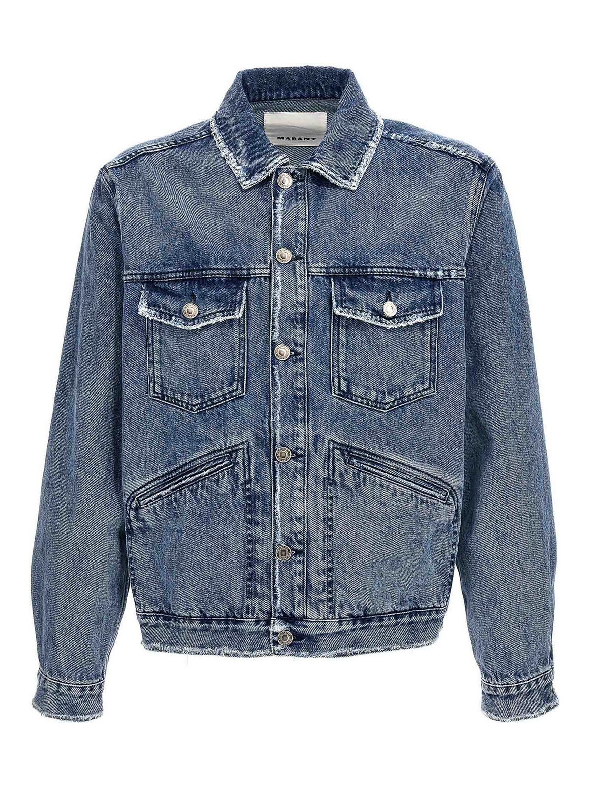 Isabel Marant Blue Jango Logo-embroidered Denim Jacket In Blue