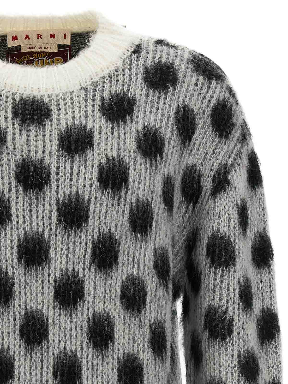 Shop Marni Polka Dot Sweater In Blanco