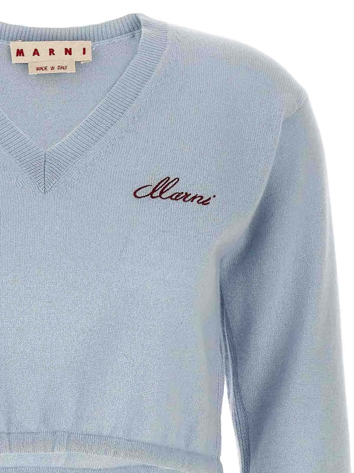 Shop Marni Logo Embroidery Sweater In Light Blue