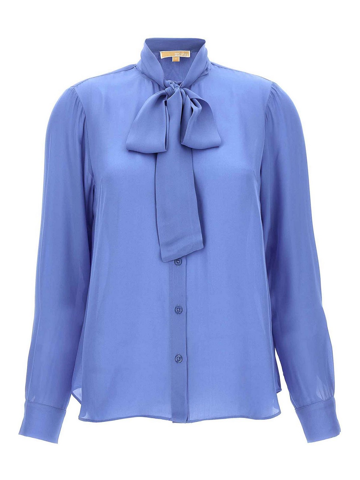 Michael Kors Pussy Bow Blouse In Light Blue