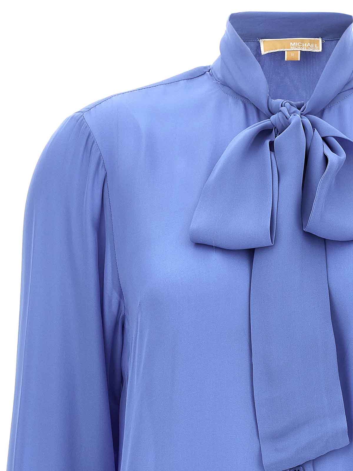 Shop Michael Kors Pussy Bow Blouse In Light Blue
