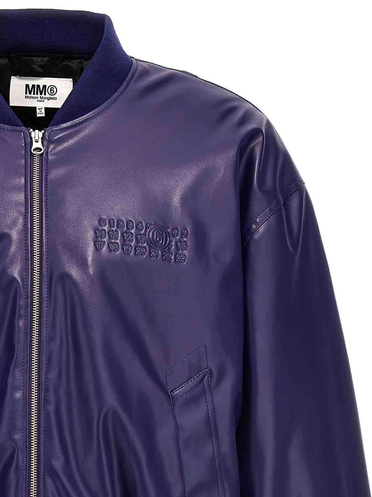 Shop Mm6 Maison Margiela Logo Bomber Jacket In Blue