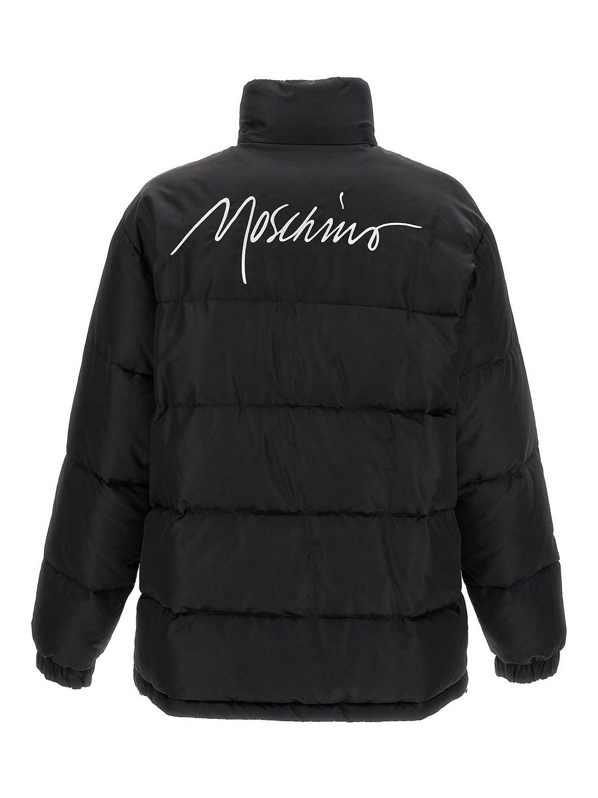 Shop Moschino Logo Embroidery Down Jacket In Negro
