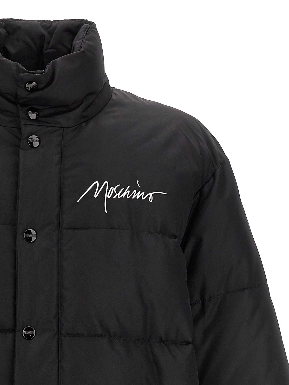 Shop Moschino Logo Embroidery Down Jacket In Negro