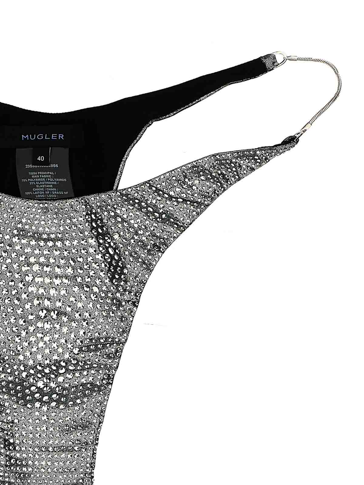 Shop Mugler Rhinestone Bikini Briefs In Grey