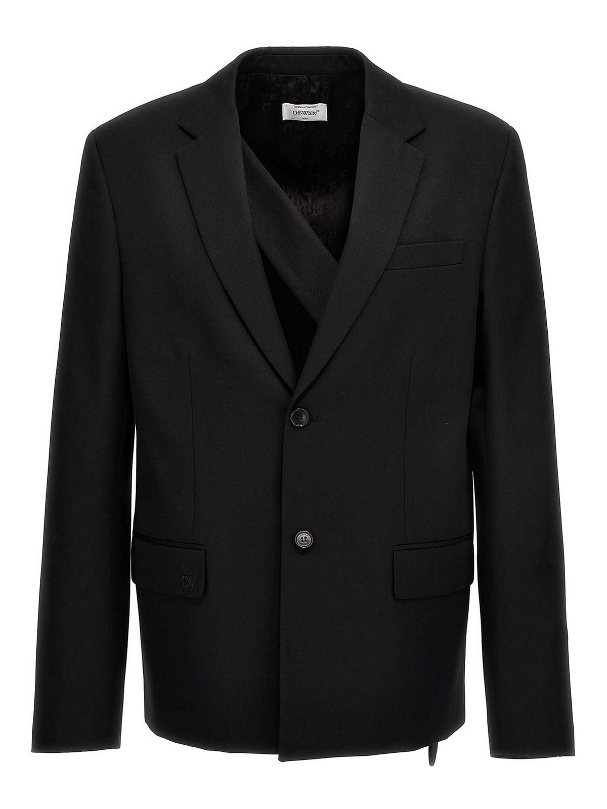 Off-white Off White Light Wool Single Breasted Jacket In Black