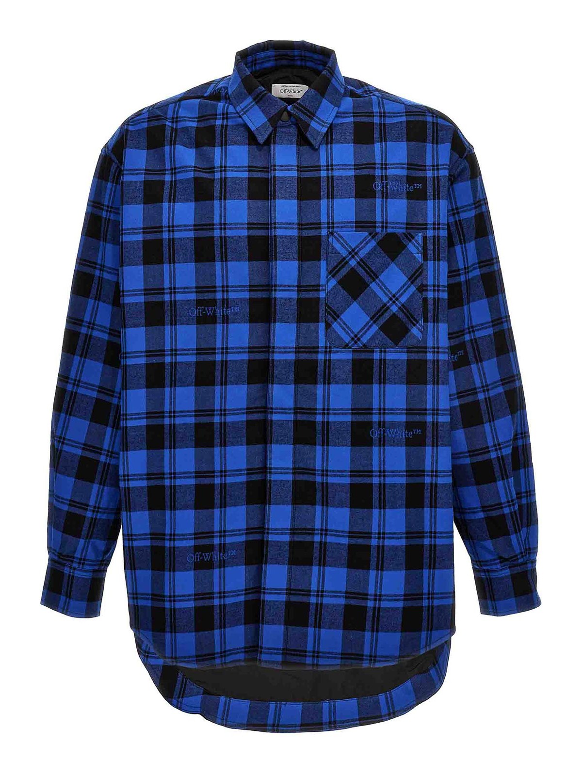 Shop Off-white Check Flannel Overshirt In Azul