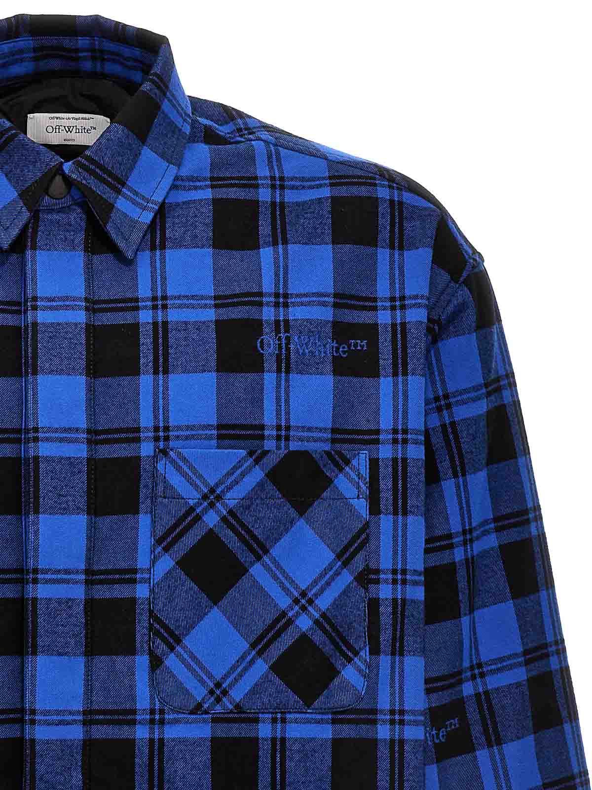 Shop Off-white Check Flannel Overshirt In Azul