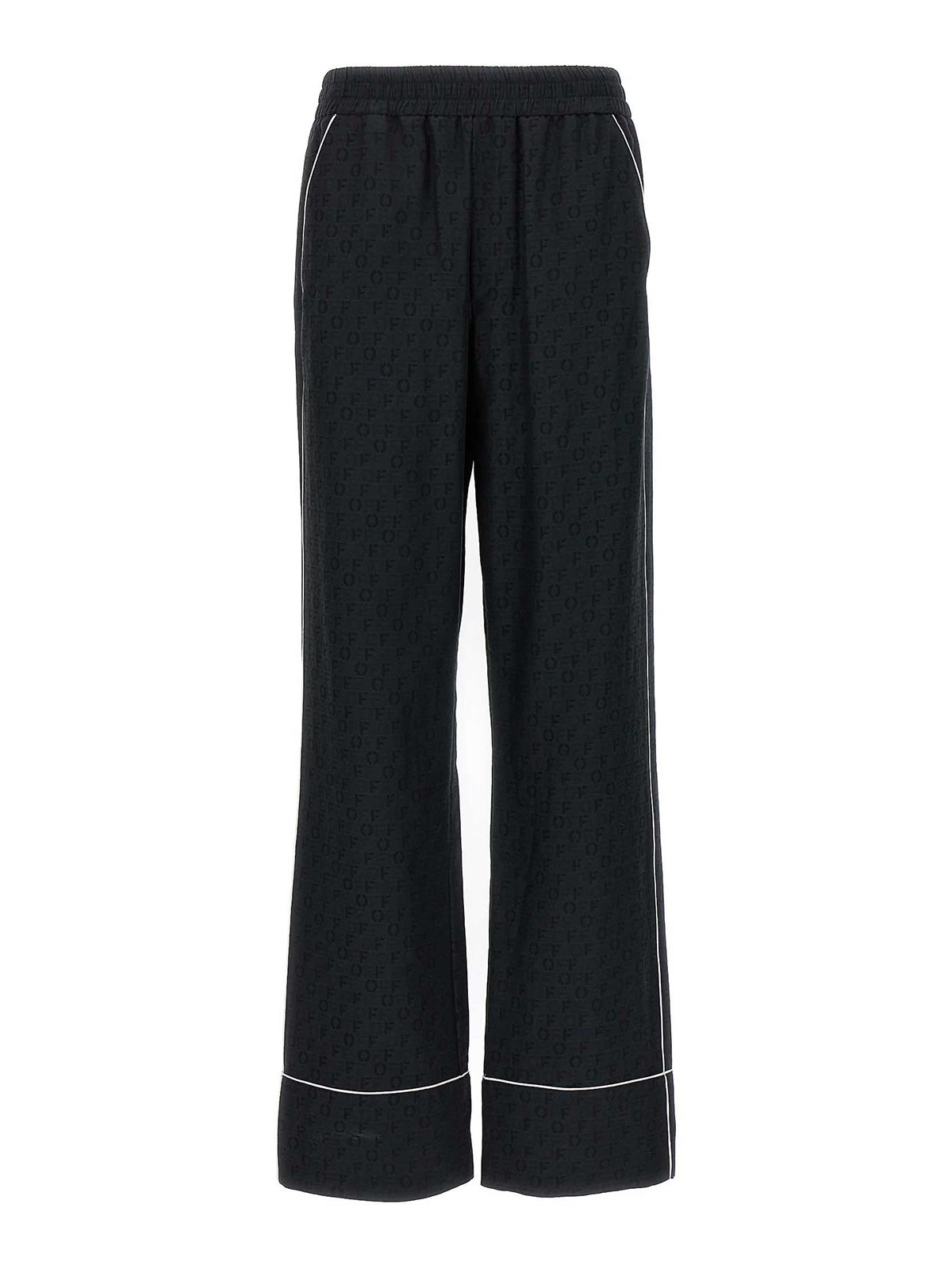 Shop Off-white Off Jacquard Pajama Pants In Negro