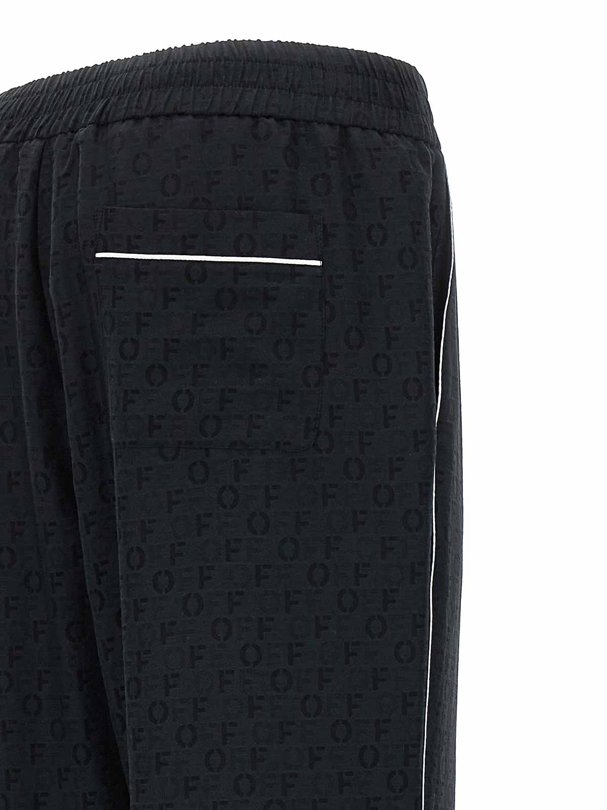 Shop Off-white Off Jacquard Pajama Pants In Negro
