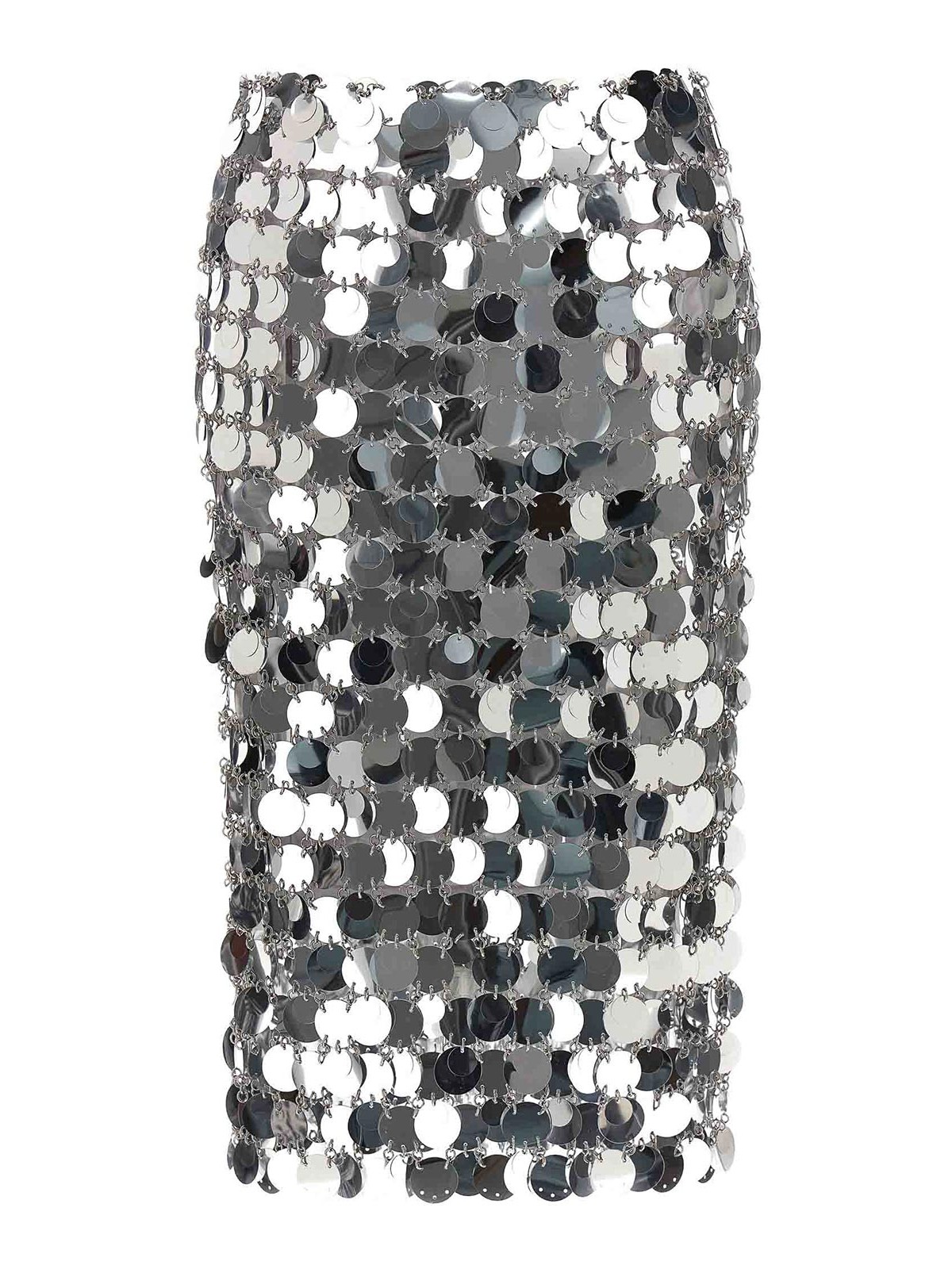 Paco Rabanne Maxi Sequin Skirt In Silver