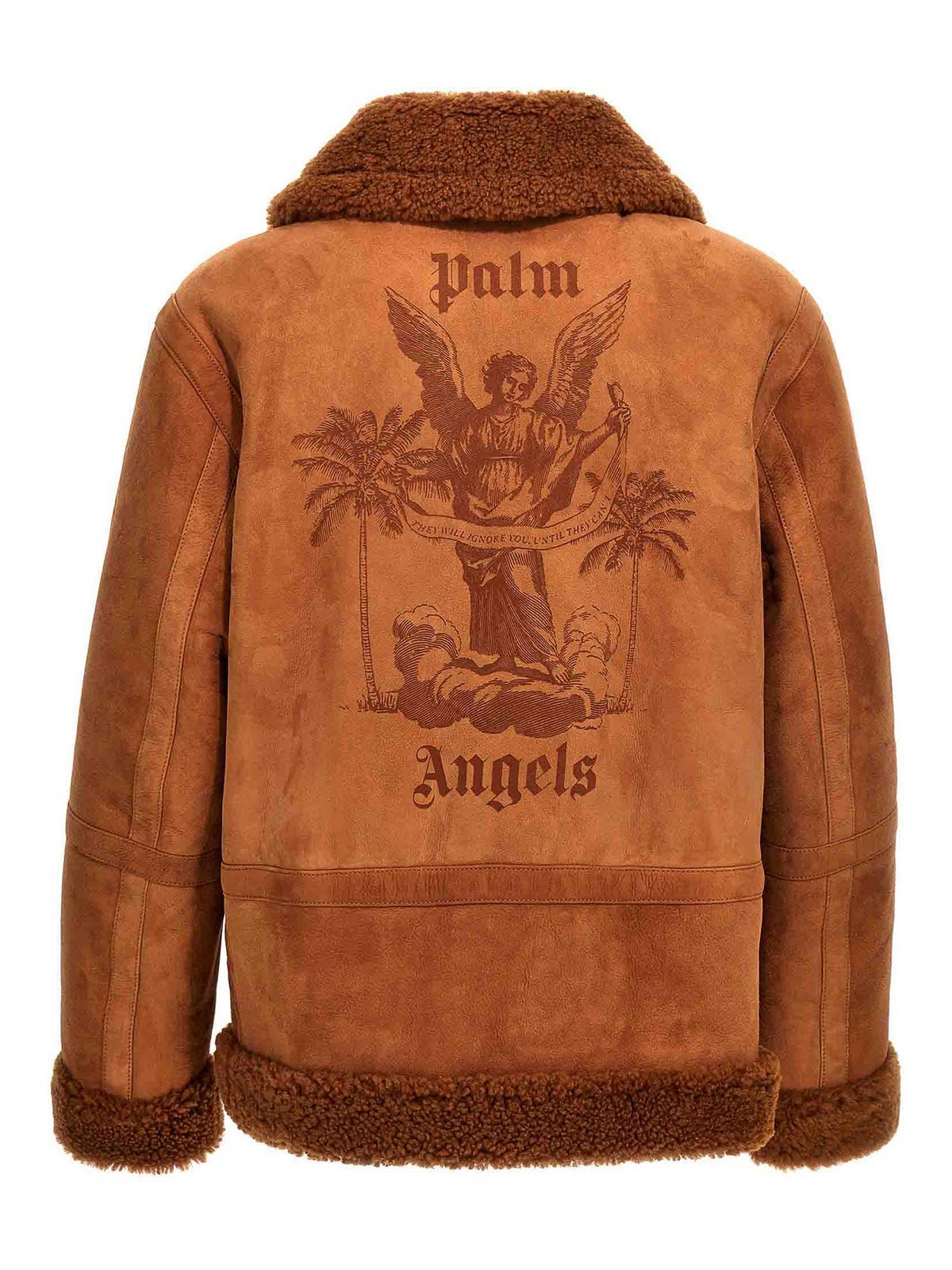 Shop Palm Angels University Sheepskin Jacket In Brown