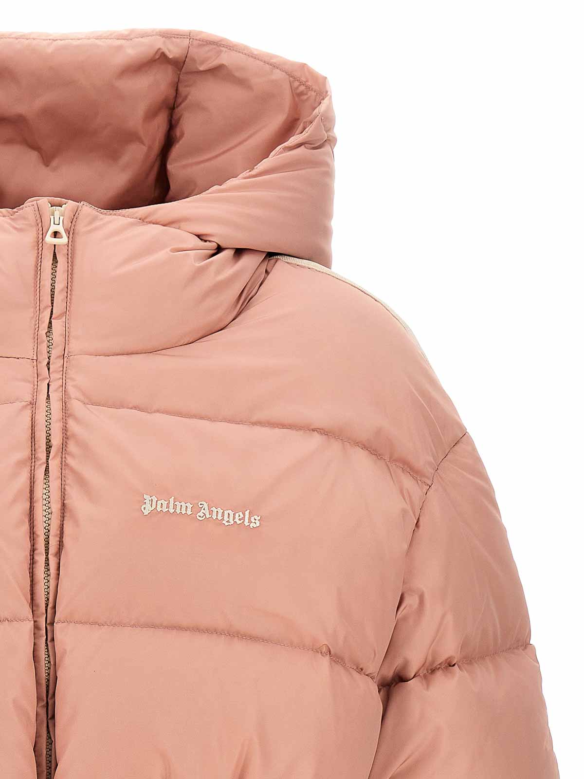 Shop Palm Angels Long Down Jacket In Nude & Neutrals