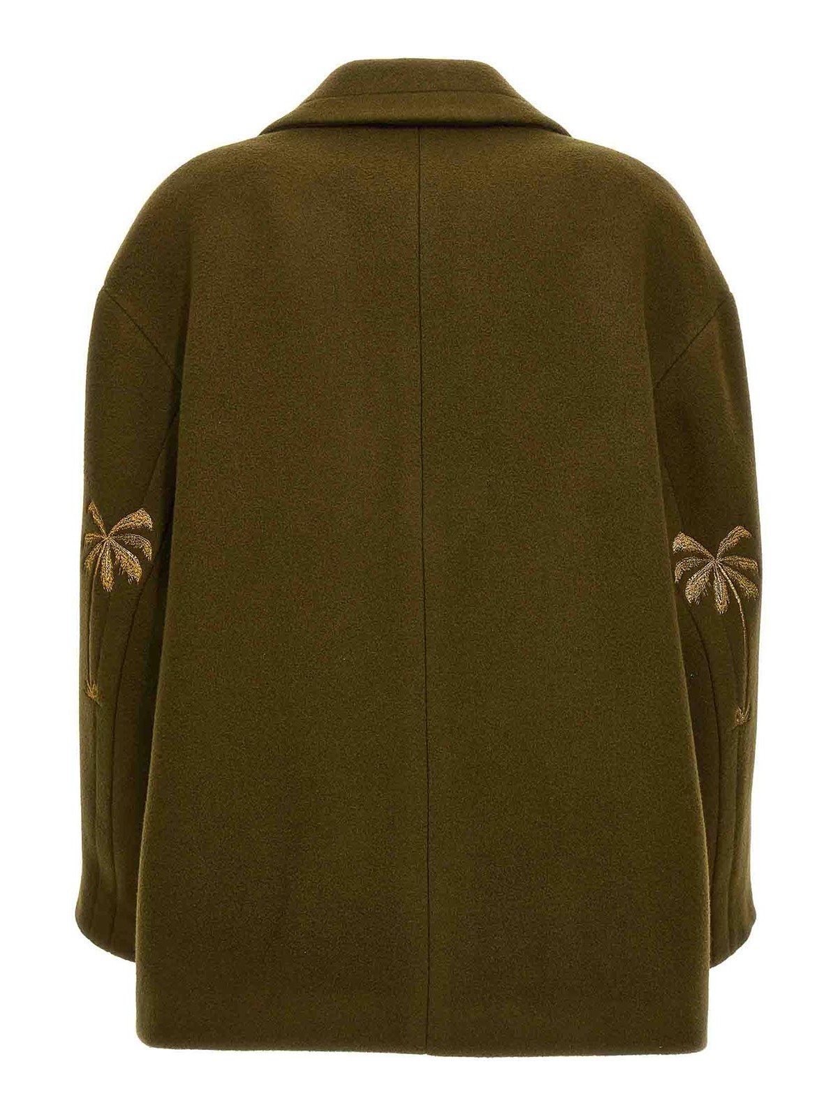 Shop Palm Angels Palm Embroidery Coat In Green