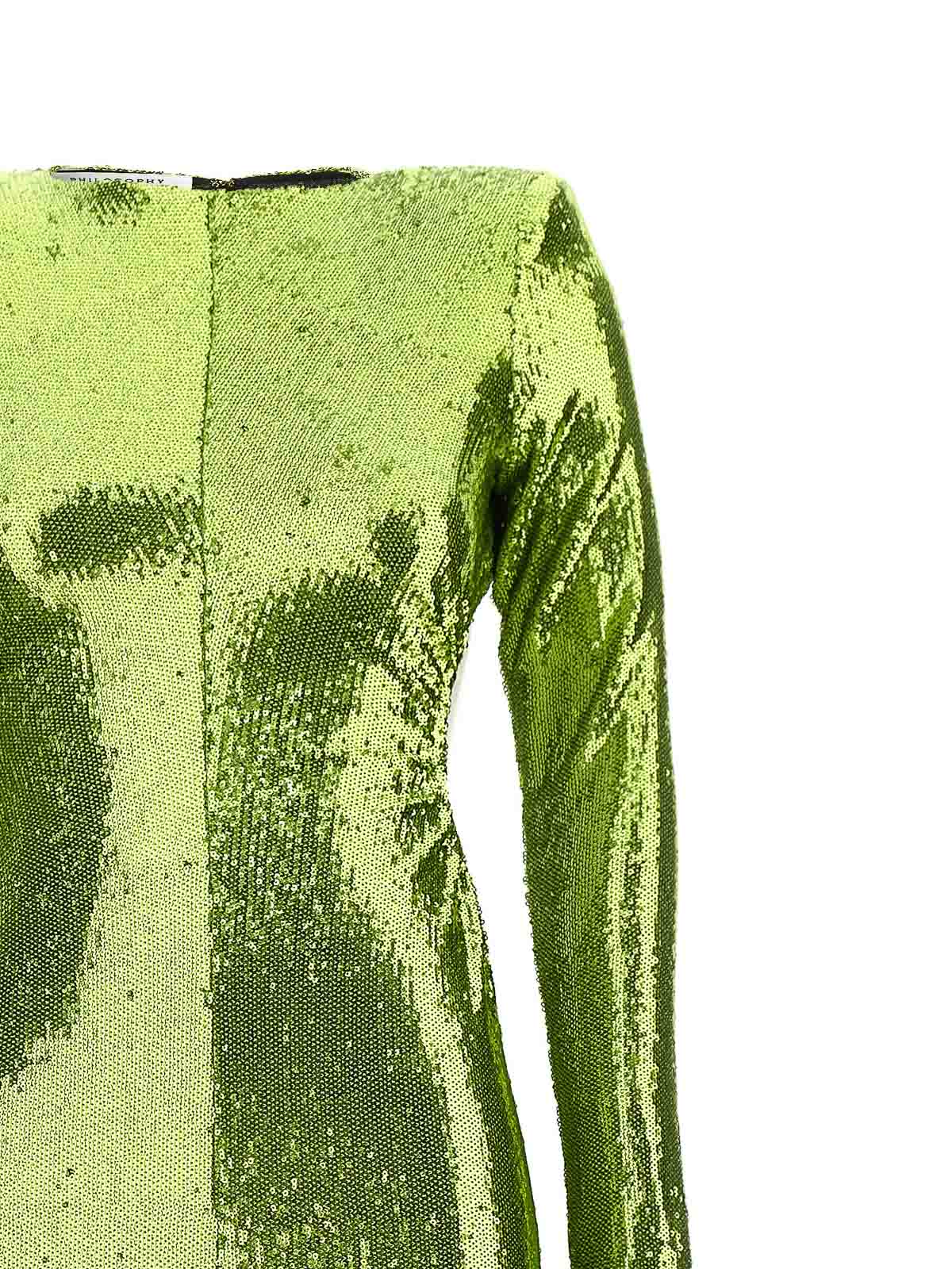 Shop Philosophy Di Lorenzo Serafini Sequin Long Dress In Verde