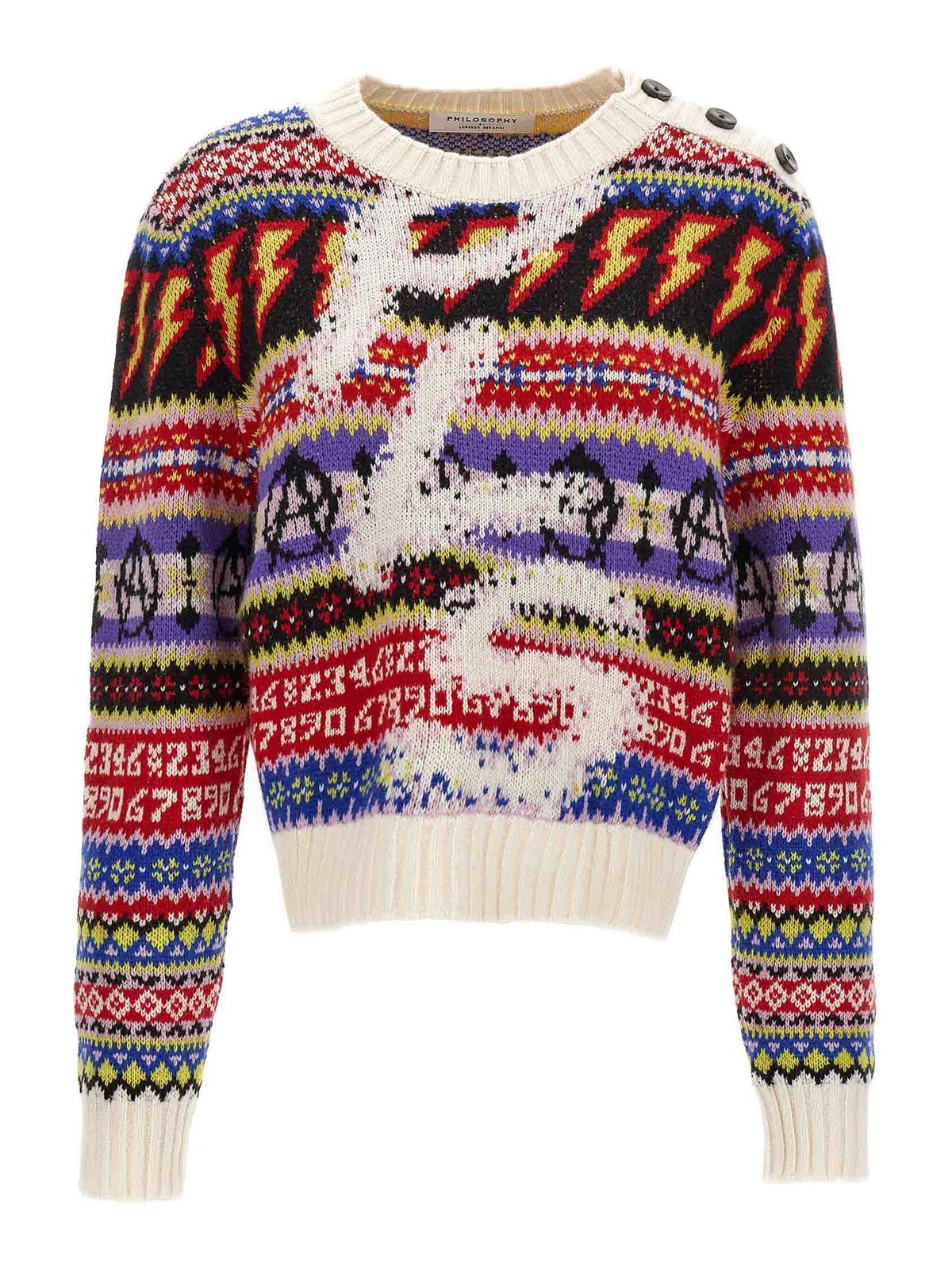 Shop Philosophy Di Lorenzo Serafini Jacquard Sweater In Multicolour