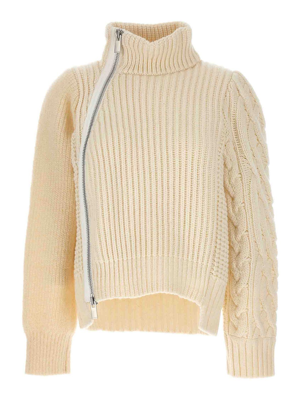 Shop Sacai Zip Detail Sweater In White