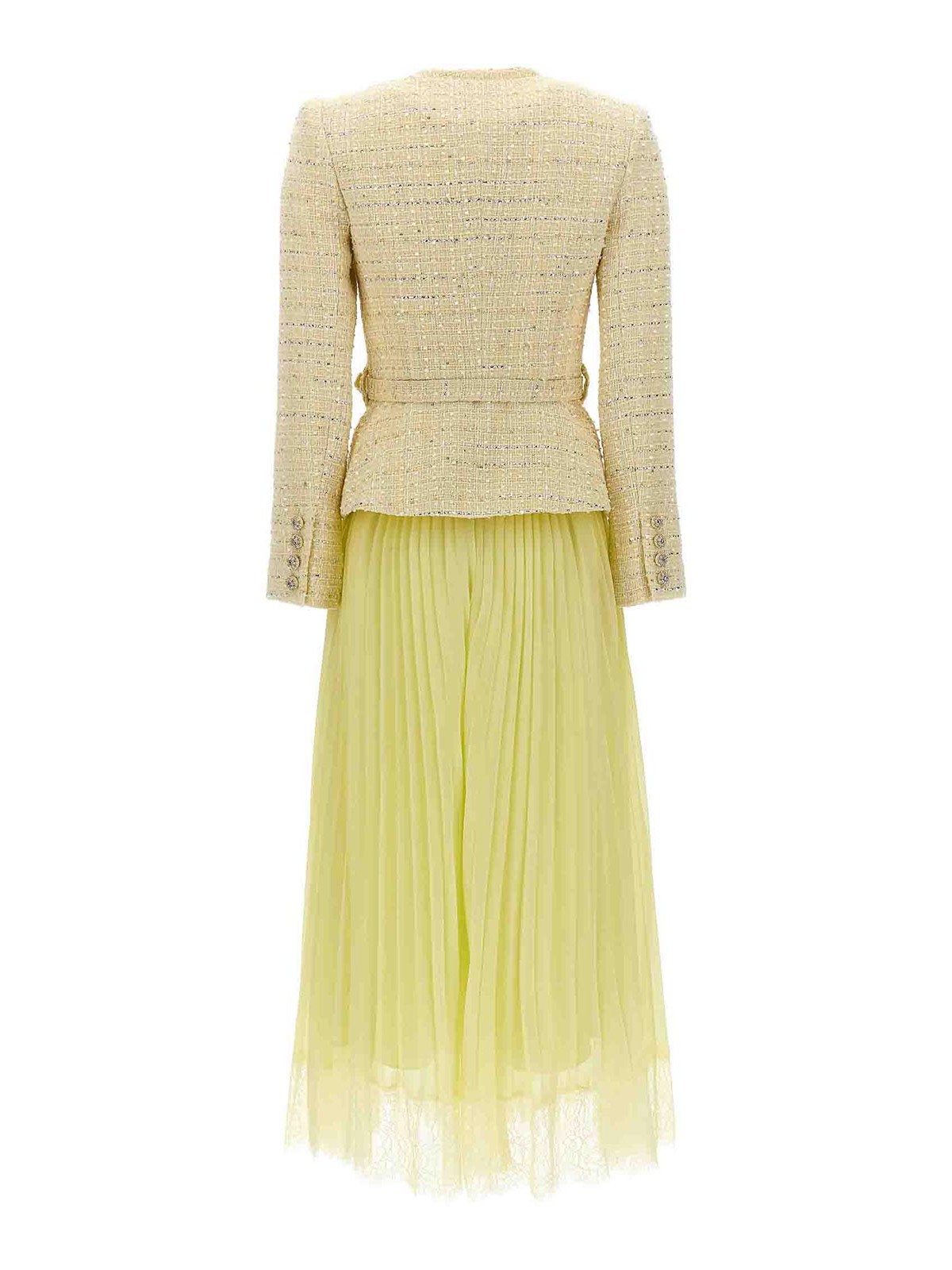 Self Portrait Yellow boucle midi dress