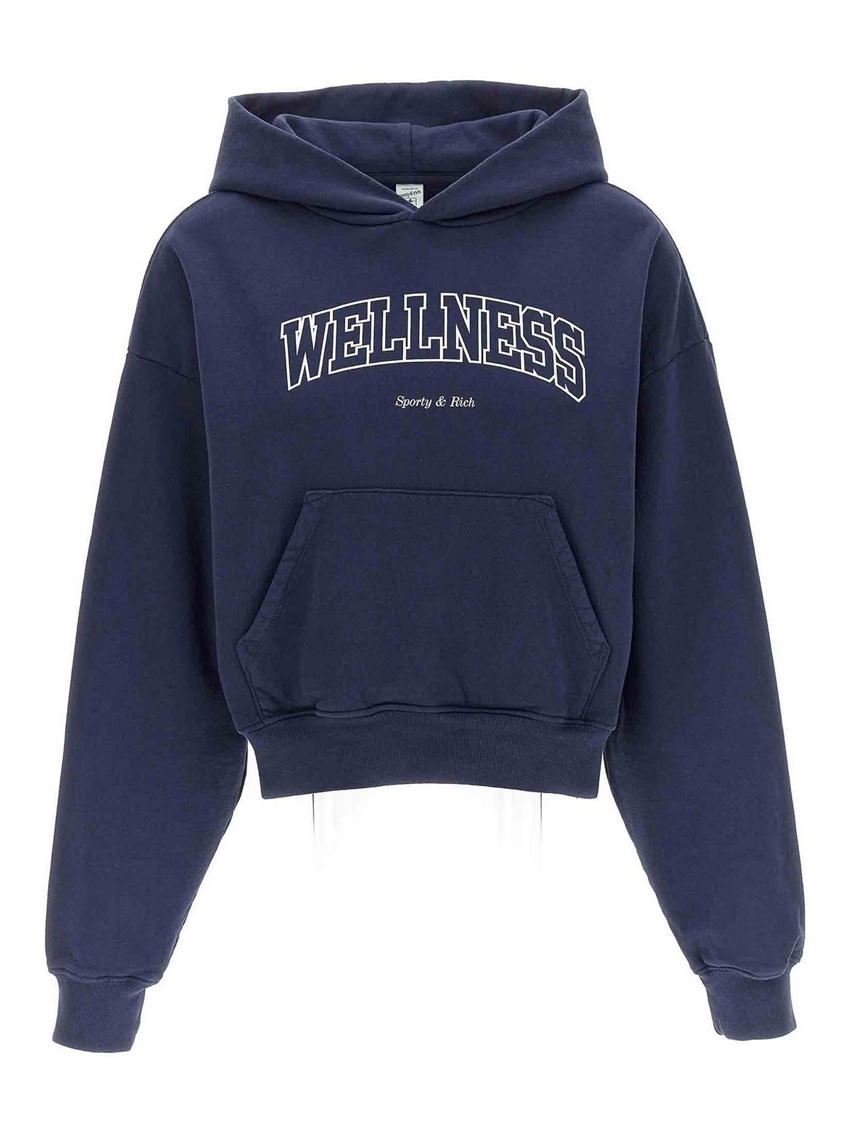 Sporty And Rich Sporty & Rich Logo Printed Cropped Hoodie In Blue