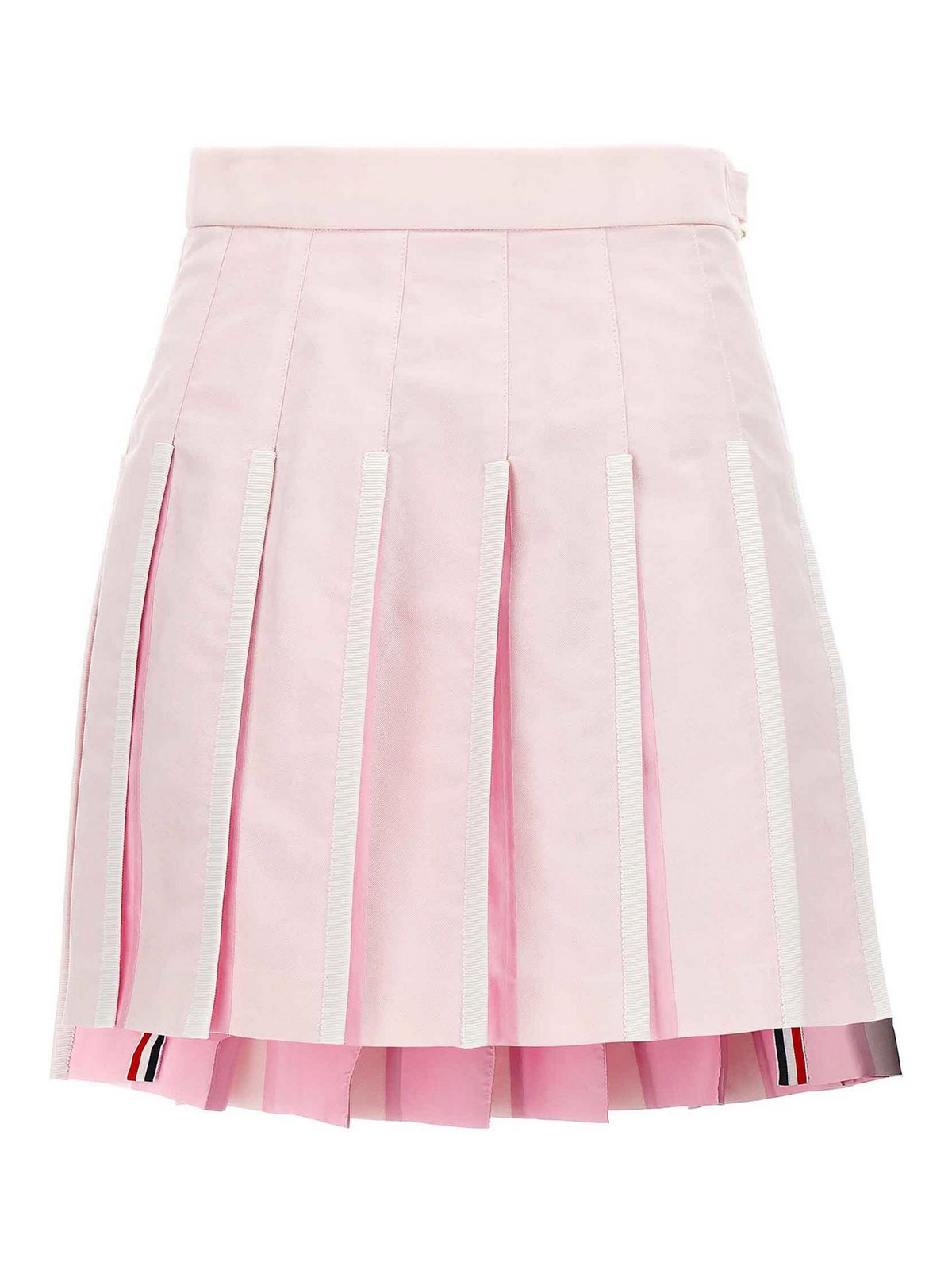 Shop Thom Browne Pleated Oxford Skirt In Nude & Neutrals