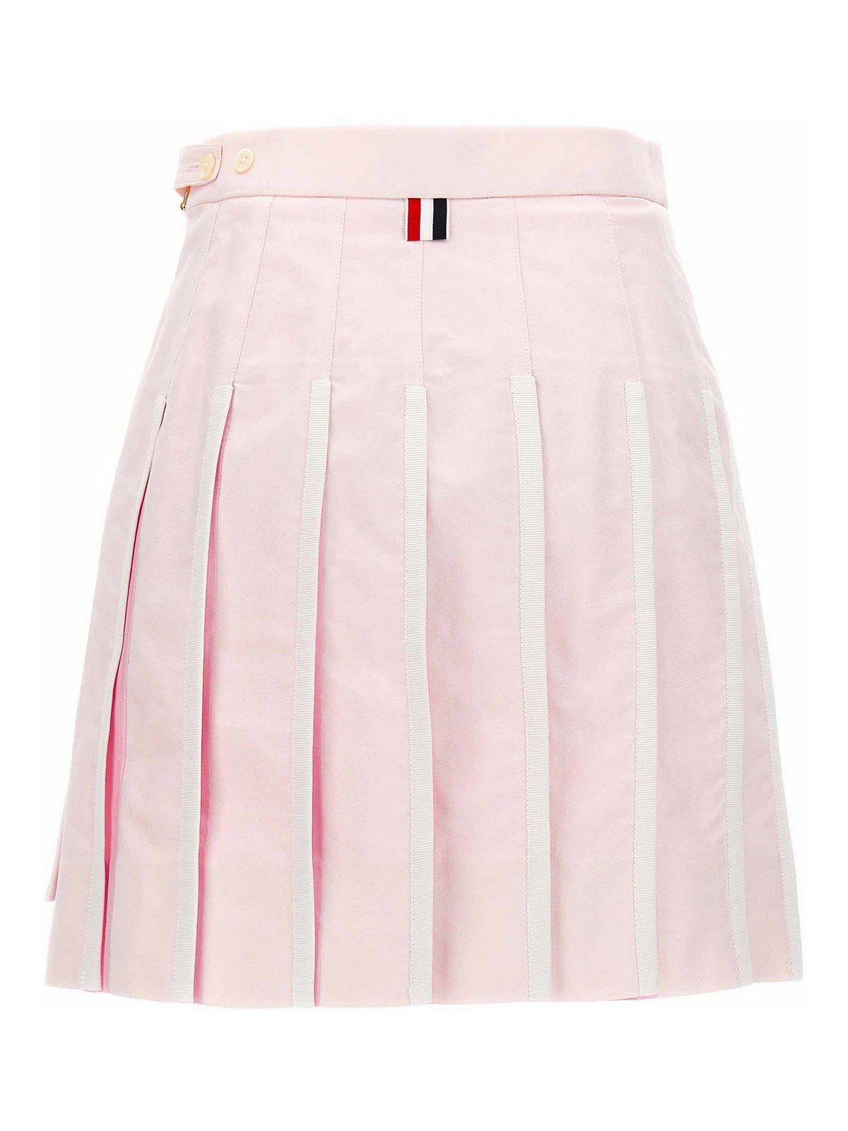Shop Thom Browne Pleated Oxford Skirt In Nude & Neutrals