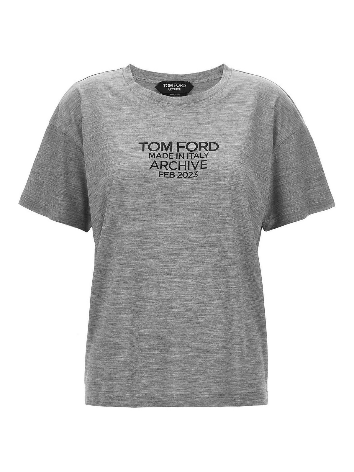 SILK JERSEY FITTED T-SHIRT WITH TOM FORD ARCHIVE LOGO