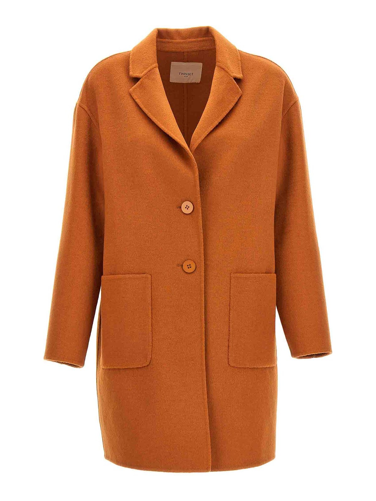 Shop Twinset Single Breast Coat In Orange