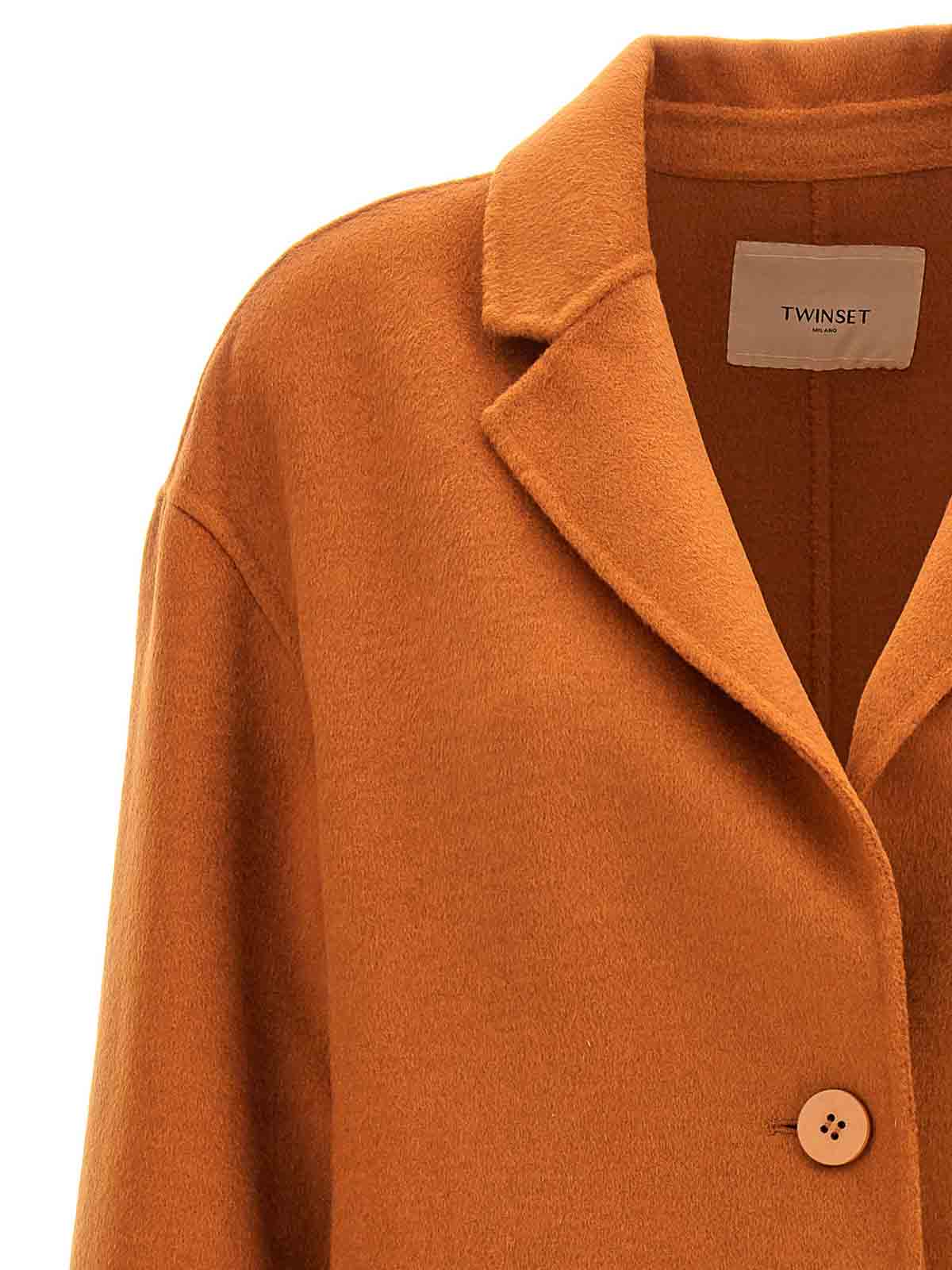 Shop Twinset Single Breast Coat In Orange