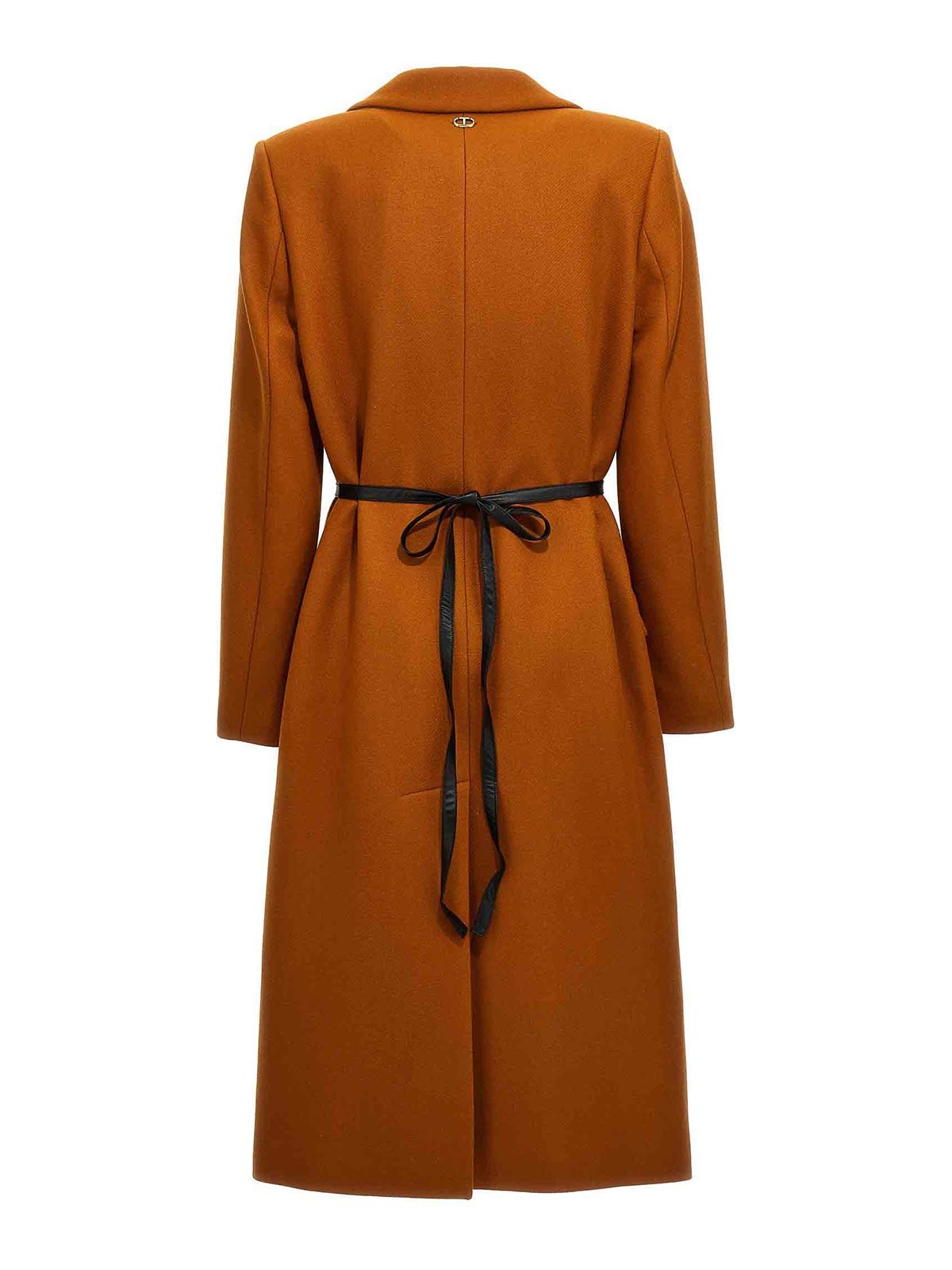 Shop Twinset Long Single Breast Coat In Orange