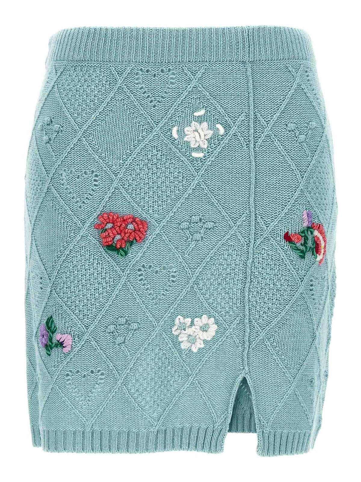 Shop Twinset Embroidery Skirt In Light Blue