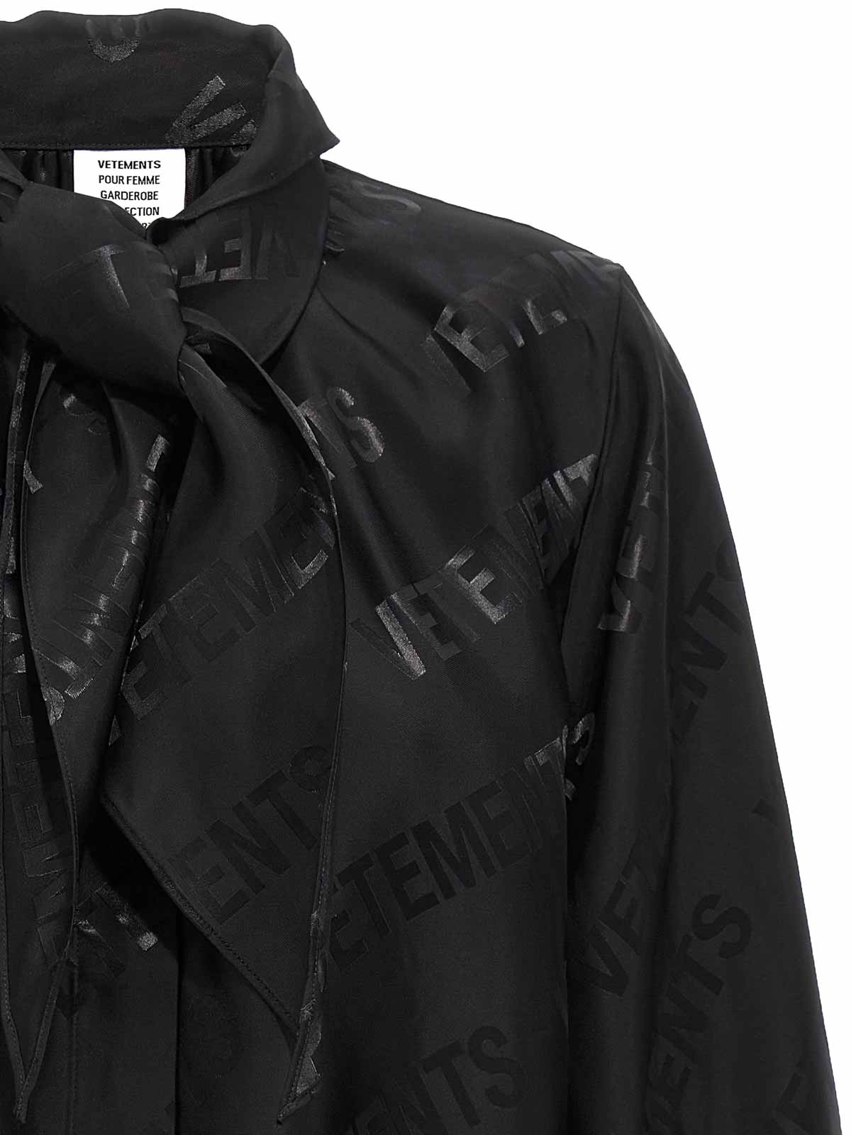 VETEMENTS monogram jacquard satin blouse - Black