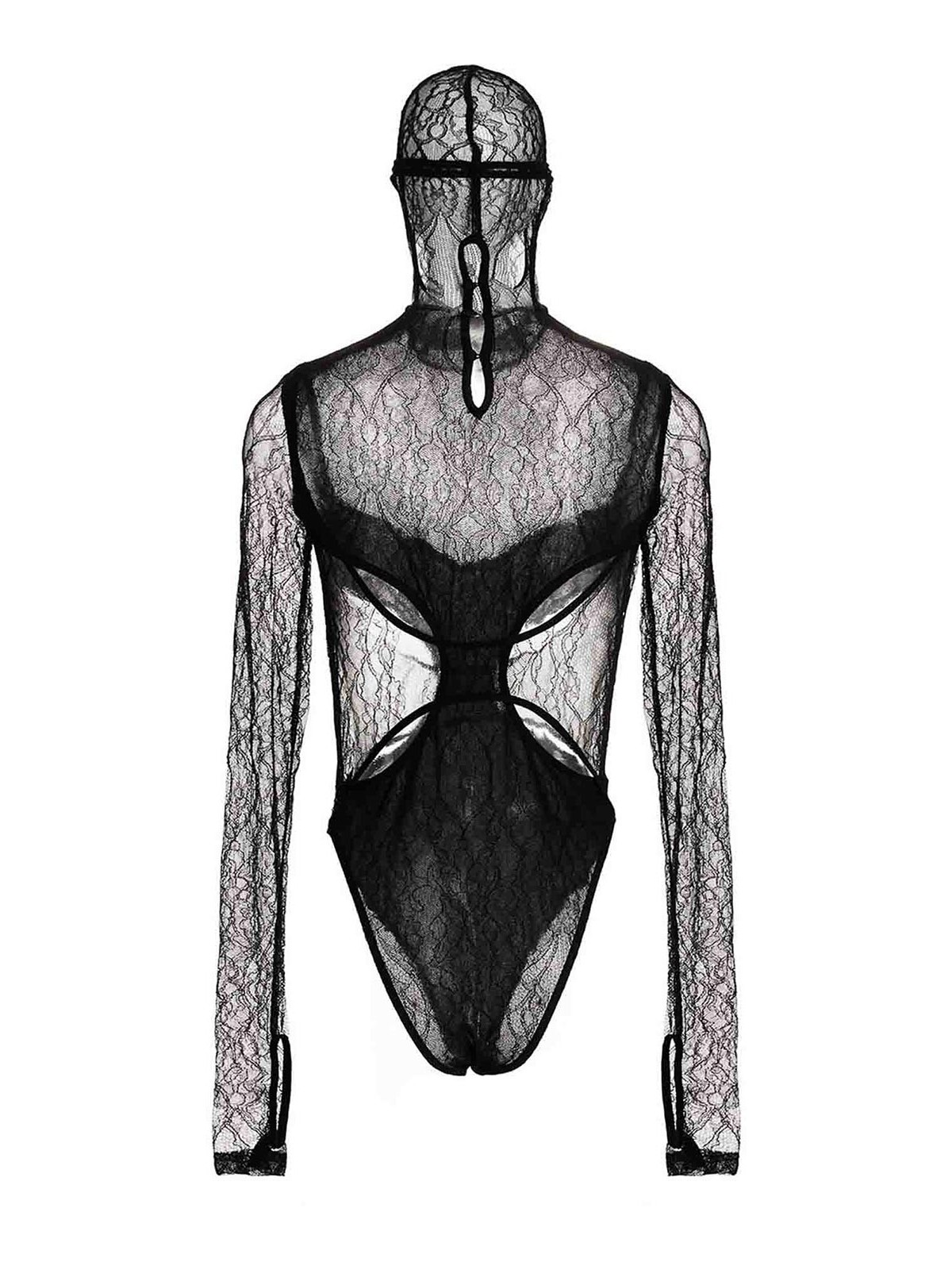 Shop Dion Lee Cut-out Detail Lace Bodysuit In Black